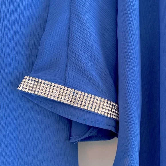 Frank Lyman NWT Women's Imperial Blue Pants Outfit w/ Chiffon Overlay Size L - Picture 6 of 16